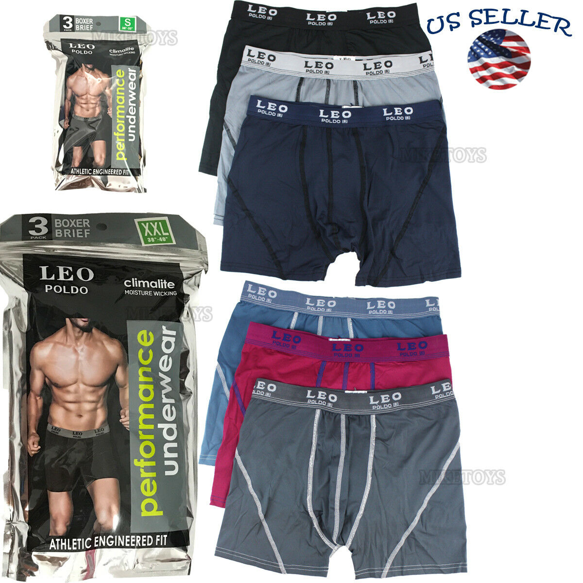 3 Pack Men's Cotton Underwear Tag Boxer Briefs With Comfort Flex Waistband