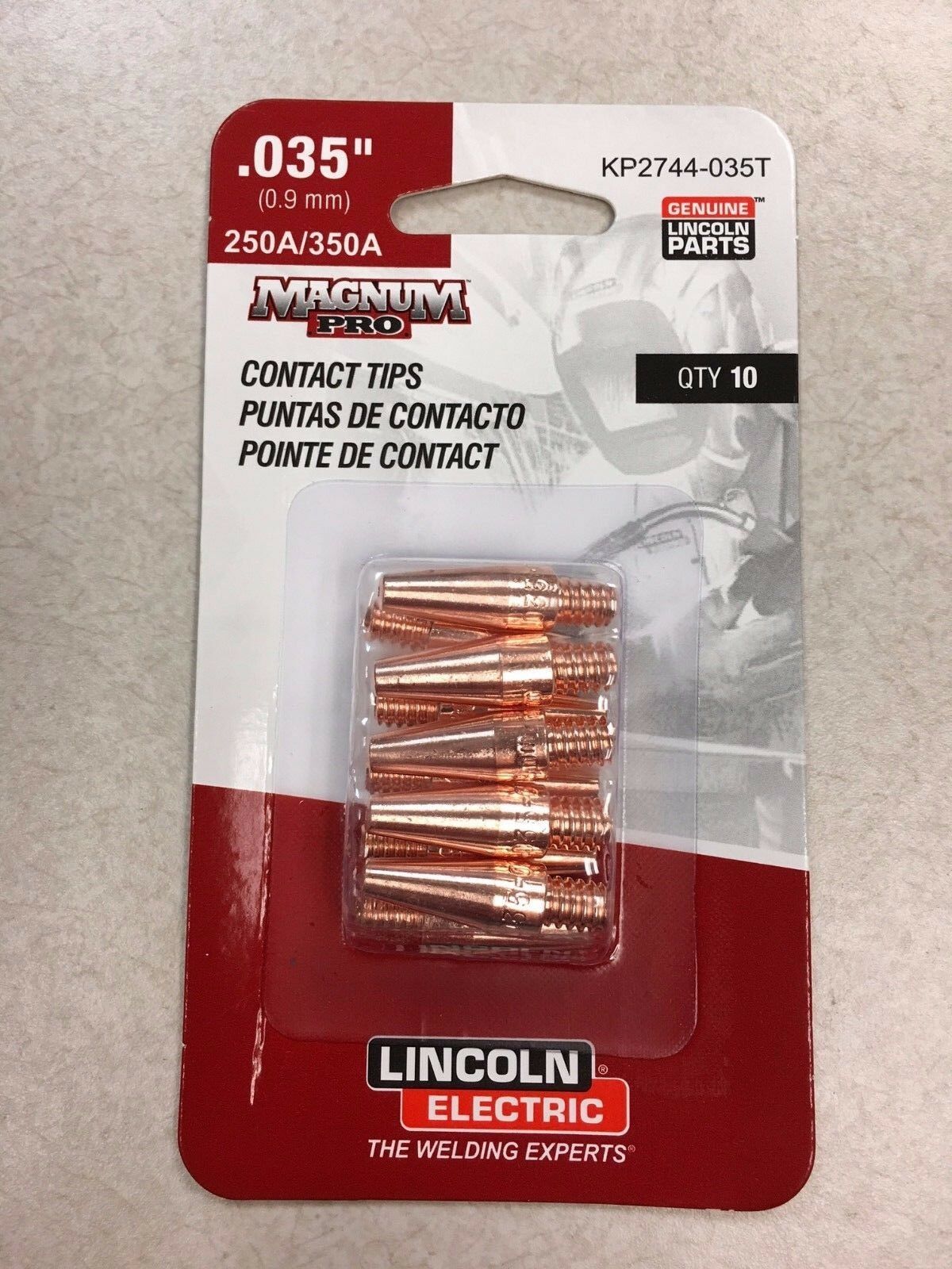 Geniune Lincoln 10pk Electric Magnum Pro Contact Tips .035" 250/350a Kp2744-035t